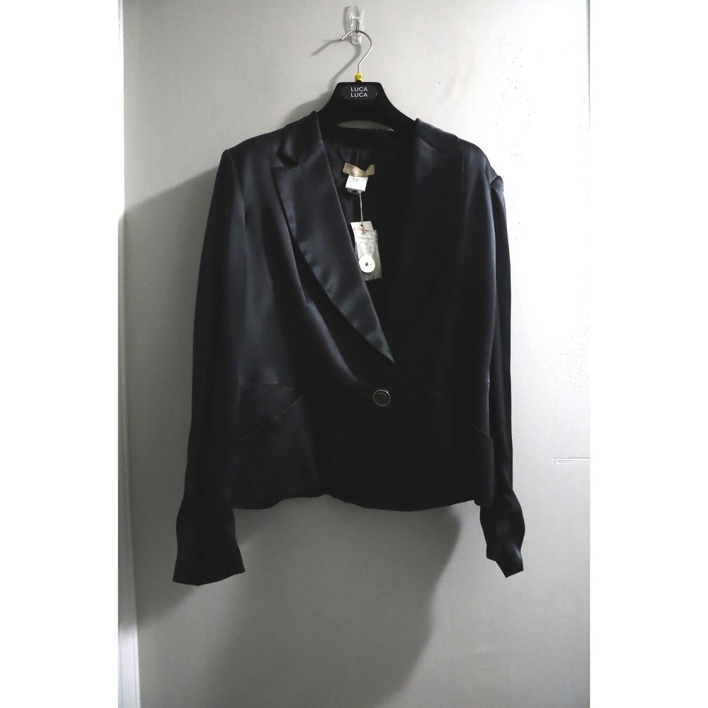 Luca Luca Norma Black Silk Blend Tailored Blazer Jacket IT 48 New with Tags